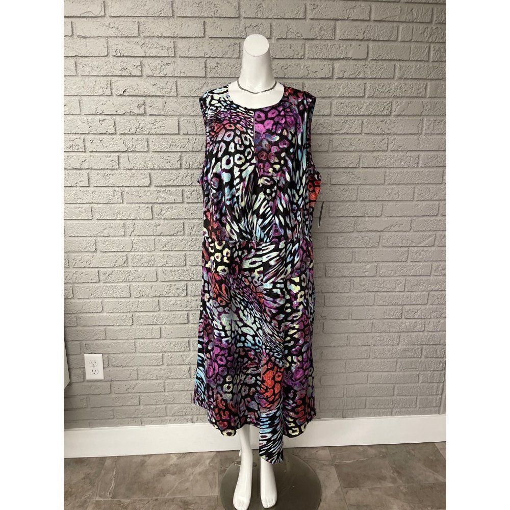 RachelβRoy Multicolored Animal Print Surplice Faux Wrap Dress Size 20βNWT